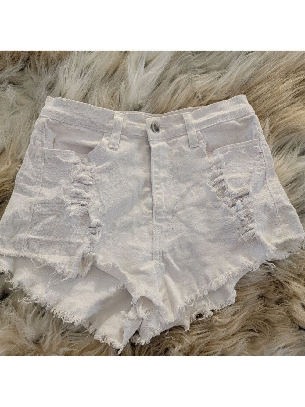 White High Waisted Shorts - Picture 2 of 5